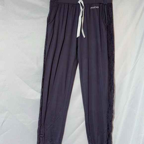 BEBE Pajama Set Pants Elastic Waist Lace Panel rim Down the Legs Size L - Picture 5 of 16